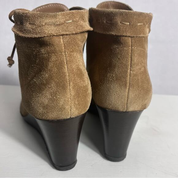 Via Spiga Booties Womens 9M Brown Suede Wedge Ankle Lace Up Boho - Picture 12 of 15